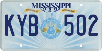 MS license plate KYB502