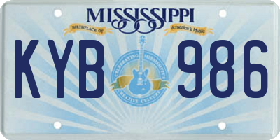 MS license plate KYB986