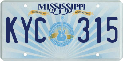 MS license plate KYC315