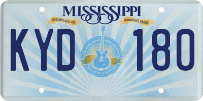 MS license plate KYD180