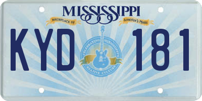 MS license plate KYD181