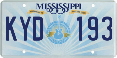 MS license plate KYD193