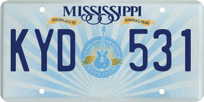 MS license plate KYD531