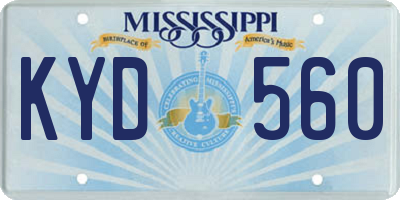 MS license plate KYD560