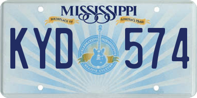 MS license plate KYD574