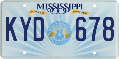 MS license plate KYD678