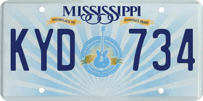 MS license plate KYD734