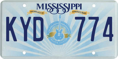 MS license plate KYD774