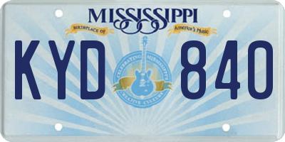 MS license plate KYD840