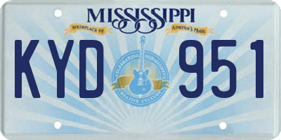 MS license plate KYD951