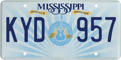 MS license plate KYD957