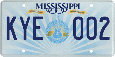 MS license plate KYE002