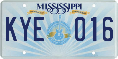 MS license plate KYE016