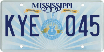 MS license plate KYE045