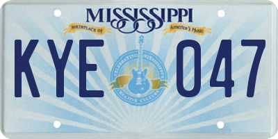 MS license plate KYE047
