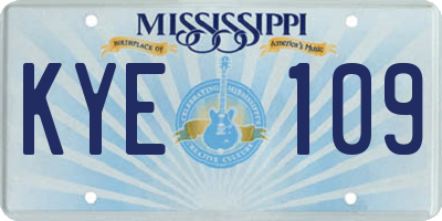 MS license plate KYE109