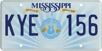 MS license plate KYE156