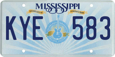 MS license plate KYE583