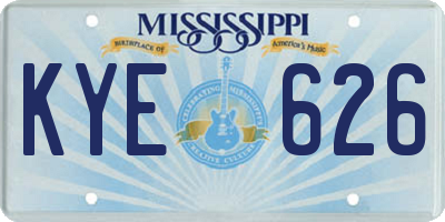 MS license plate KYE626