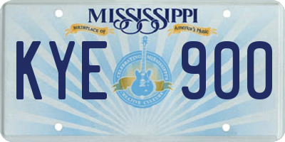 MS license plate KYE900