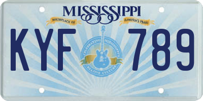 MS license plate KYF789