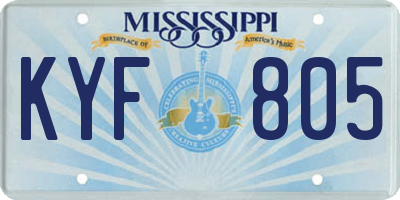 MS license plate KYF805