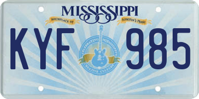 MS license plate KYF985