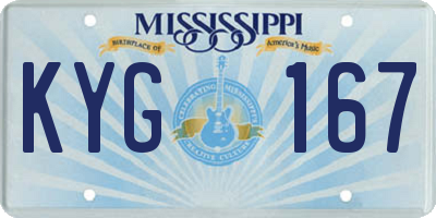 MS license plate KYG167