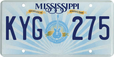 MS license plate KYG275