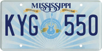 MS license plate KYG550