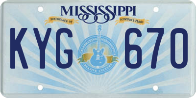 MS license plate KYG670