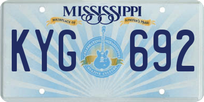 MS license plate KYG692