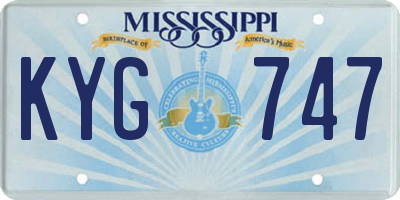 MS license plate KYG747
