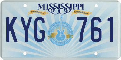 MS license plate KYG761