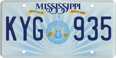 MS license plate KYG935