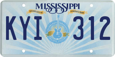 MS license plate KYI312