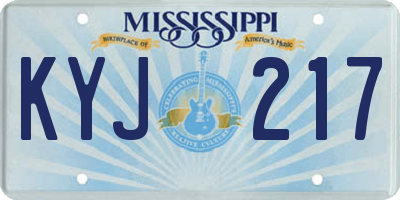 MS license plate KYJ217