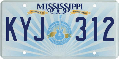 MS license plate KYJ312