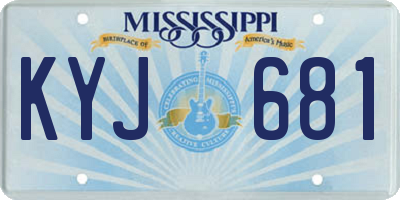 MS license plate KYJ681