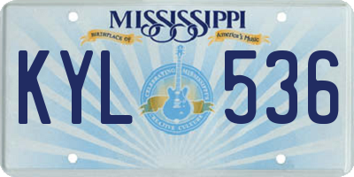 MS license plate KYL536