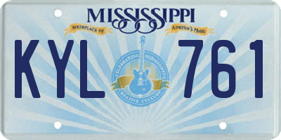 MS license plate KYL761
