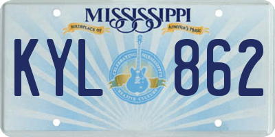 MS license plate KYL862