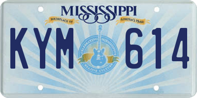 MS license plate KYM614
