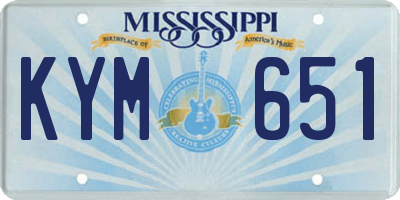 MS license plate KYM651