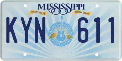 MS license plate KYN611