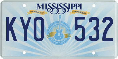 MS license plate KYO532