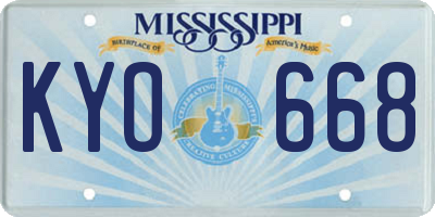 MS license plate KYO668