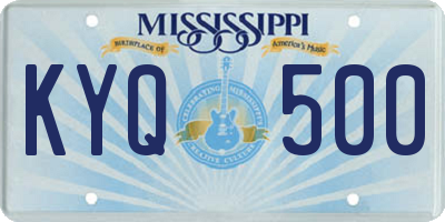 MS license plate KYQ500