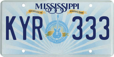 MS license plate KYR333