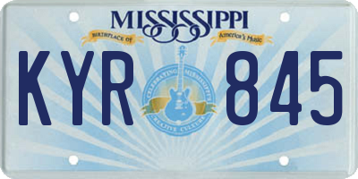 MS license plate KYR845
